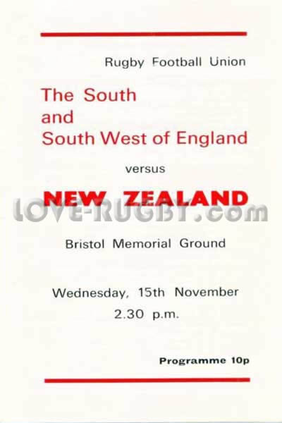 1978 South and South-West Counties v New Zealand  Rugby Programme